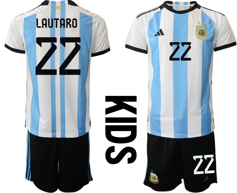 Youth 2022 World Cup National Team Argentina home white #22 Soccer Jerseys